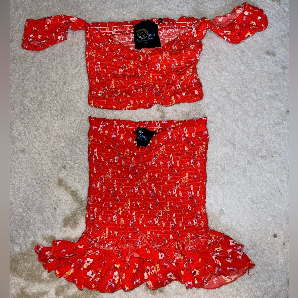 Blue Life Red Two-Piece Set